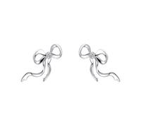 Laura Ashley Ribbon Bow Earrings E6530C - Modern Style | Acotis - Brass / Silver Plated / Stone / Zirconia