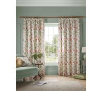 Laura Ashley Rosalind Cotton Rich Pencil Pleat Curtains Red Mix