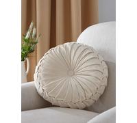 Laura Ashley Rosanna Velvet Round Pleated Cushion Soft White