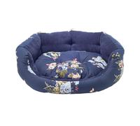 Laura Ashley Rosemore Navy Blue Floral Machine Washable Sustainable Thermal Filling Deluxe Slumber Dog/Puppy Bed 35 Inch