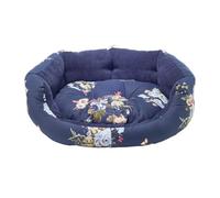 Laura Ashley Rosemore Navy Blue Floral Machine Washable Sustainable Thermal Filling Deluxe Slumber Dog/Puppy Bed 24 Inch