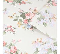 Laura Ashley Rosemore Pale Sable Floral Smooth Wallpaper Sample