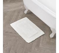 Laura Ashley Ruffle Cotton 17" x 24" Bath Rug, White