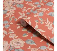 Laura Ashley Rustic Charm Terracotta Alyworth Trail Smooth Wallpaper