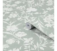 Laura Ashley Rye Sage Floral Smooth Wallpaper