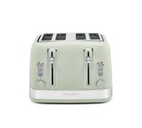 Laura Ashley Sage Leaf 4 Slice Toaster with Wide Slots - Easy to Use Multi Functional Bread Toaster 4 Slice with High Lift Lever, 7 Browning Levels, Independent Dual Controls, Defrost & Reheat Modes