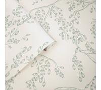 Laura Ashley Sage & White Leaves Classic Smooth Wallpaper