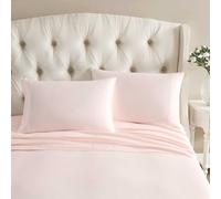 Laura Ashley - Satin Bliss Pillowcase Set, Silky Satin Microfiber Pillow Covers with Self Hem, Soft Solid Design, Standard Size, Pink, Set of 2