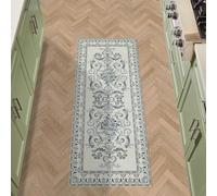 Laura Ashley Sea Spray Blue Josette Medallion Machine Washable & Slip Resistant 26" x 60" Runner Rug
