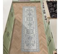 Laura Ashley Sea Spray Blue Josette Medallion Machine Washable & Slip Resistant 26"" x 96"" Runner Rug, LAA024446