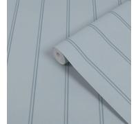 Laura Ashley Chalford Wood Panelling Blue Wallpaper One Size Seaspray Blue