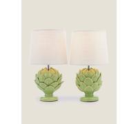 Laura Ashley Set of 2 Artichoke Ceramic Table Lamps Green