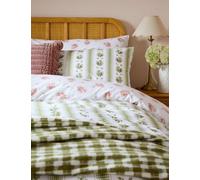 Laura Ashley Set of 2 Pensham Stripe Pure Cotton Pillowcases Green Mix