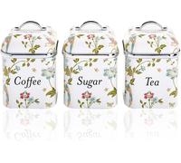 Laura Ashley Set of 3 Tea Coffee Sugar Canisters with Removable Lids