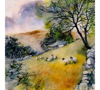 Laura Ashley Sheep in Countryside Landscape Print in a Wood Frame - Wood - 40X40