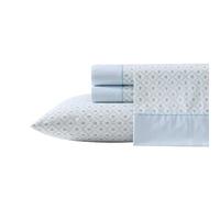 Laura Ashley - Sheet Set, Breathable Percale Cotton Bedding, 200 Thread Count, Deep Pocket, Chic Home Decor (Kate Blue, Full)