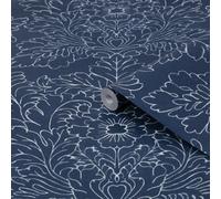 Laura Ashley Silchester Blue Contemporary Smooth Wallpaper