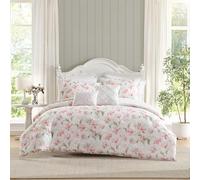 Laura Ashley Soft Bedding with Matching Shams, Includes Bonus Breakfast Square Pillow Cover, Floral Printed, Gosford Pink, King
