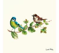 Laura Ashley Sparrow & Blue Tit Bird Print In A Wood Frame - 50 X 50Cm