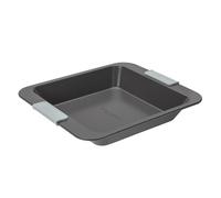Laura Ashley Square Cake Tin 23cm - Non-Stick Cake Pan with Sage Green Silicone Handles, PFOA & PFAS Free, Oven, Freezer & Dishwasher Safe Bakeware, Pale Charcoal