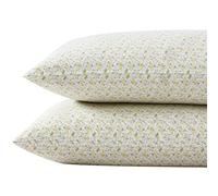Laura Ashley - Standard Pillowcase Set, Breathable Percale Cotton Bedding, Crisp & Cool Home Decor (Evie Yellow, 2 Piece)