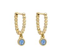 Laura Ashley Stippled Blue Crystal Gold Tone Hoop Earrings E6531 - Brass / Gold Plated / Stone / Sapphire Crystal / Opal Crystal