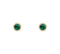 Laura Ashley Stippled Green Crystal Gold Tone Stud Earrings - Brass / Gold Plated / Stone / Emerald Crystal