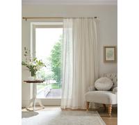Laura Ashley Stripe Sheer Voile Panel Slot Top Curtain Natural