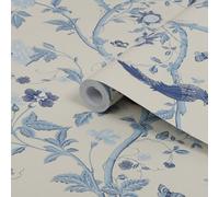 Laura Ashley Summer Palace Royal Blue Floral Smooth Wallpaper Sample