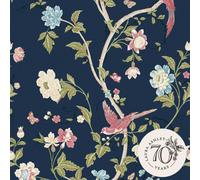 Laura Ashley Summer Palace Wallpaper - Midnight Blue - 10m