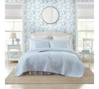 Laura Ashley Super Soft Bedding with Matching Shams, Casual Home Decor, Oxford Stripe Blue, Full/Queen
