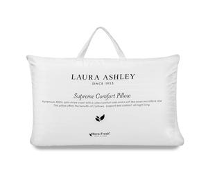 Laura Ashley Supreme Comfort Latex Pillow - 300 Thread Count Satin Stripe Cotton Cover, Dual-Sided Design with Latex Core & Supersoft Hollowfibre Filling