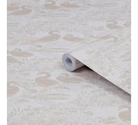Laura Ashley Swans Grey Animal Smooth Wallpaper Sample