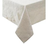 Laura Ashley Tablecloth Raised Woven Embroidered Jacquard Fabric, Wrinkle Resistant for Dining, Holiday, Party, Wedding or Banquet, 60" x 84", Maple Taupe