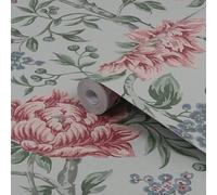 Laura Ashley Tapestry Slate Grey Floral Smooth Wallpaper Sample