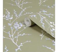 Laura Ashley The Wholesome Home Pussy Willow Moss Green Smooth Wallpaper