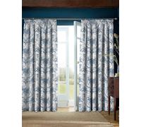 Laura Ashley Tuileries Pure Cotton Pencil Pleat Blackout Curtains Blue Mix