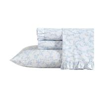 Laura Ashley - Twin Bed Bed Sheets, Breathable Percale Cotton Bedding, 200 Thread Count, Oeko-Tex Certified, Dorm Essentials (Victoria Blue)