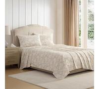 Laura Ashley - Twin Bed Sheets, Crisp & Cool Cotton Percale Bedding with Matching Pillowcase, Lightweight Bed Set, Dorm Essentials, Oeko-Tex Certified (Meredith Brown)