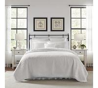 Laura Ashley Home Quilt Set-100, Breathable & Lightweight Bedding with Matching Sham, Pre-Washed for Added Softness, Cotton, White, Twin