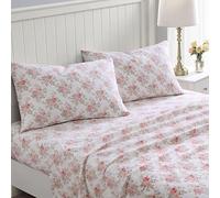 Laura Ashley - Twin Sheet Set, Cotton Flannel Bedding, Brushed for Extra Softness & Comfort (Lisalee Pink, Twin)