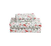 Laura Ashley - Twin Sheets, Breathable Cotton Flannel Bedding with Deep Pockets, Brushed for Extra Softness & Comfort, Oeko-Tex Certified (Jolly Cardinals Green, Twin)