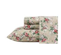 Laura Ashley - Twin Sheets, Cotton Percale Bedding Set, Crisp & Cool Home Decor (Ashfield Beige, Twin)