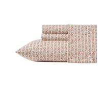 Laura Ashley - Twin Sheets, Cotton Percale Bedding Set, Lightweight & Breathable Home Decor, Oeko-Tex Certified (Marta Stripe Pink, Twin)