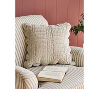 Laura Ashley Velvet Scalloped Cushion Light Grey
