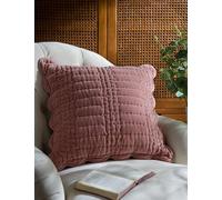 Laura Ashley Velvet Scalloped Cushion Light Pink