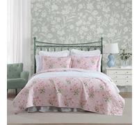 Laura Ashley Veronica's Bouquet Quilt Set, Pink, Twin - Breathable Premium Bedding with Matching Sham