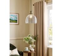 Laura Ashley Vintage Glass & Metal Pendant Light Antique Brass