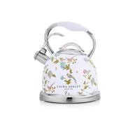 Laura Ashley 2.5L Stove Top Kettle, Stainless Steel Whistling Kettle In Elveden White, Compatible With Induction & All Hobs
