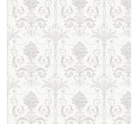 Laura Ashley Josette Dove Grey & White Damask Smooth Wallpaper